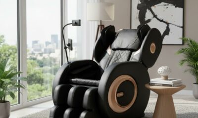 GDFStudio Full Body Massage Chair, Zero Gravity Recliner with Heating, Air Pressure, Foot Rollers, Bluetooth Speaker & Adjustable Intensity, 5 Automatic Modes for Home & Office Relaxation Black C product image