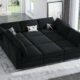 Belffin Modular Sectional Sofa with Ottomans Velvet Reversible Sleeper Chaise Bed Storage Seat Black Black Sleeper Sofa-3 product image