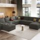 EASE MOOSE Oversized U Shaped Couch,Modular Sectional Convertible Sofa with Wide Deep,Extra Large Faux Leather Scratch Resistant Modern Couch for Big Spaces,Grey Grey U Shape Sofa 9 Seat product image