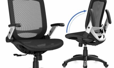 GABRYLLY Ergonomic Office Chair, High Back Home Desk Chair with Headrest, Flip-Up Arms, 90-120° Tilt Lock and Wide Cushion, Big and Tall Mesh Chairs for Man Woman, Black Task Chair product image