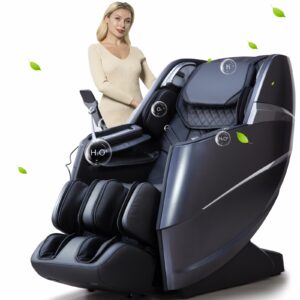 Oversize 4D Massage Chair Full Body Zero Gravity Massage Recliner Chair SL Track Motorized Extension Calf Kneading Massage Yoga Stretch Back Heating 20 Modes Space Saving AI Control Glossy A606 Glossy Black product image