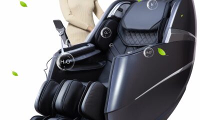 Oversize 4D Massage Chair Full Body Zero Gravity Massage Recliner Chair SL Track Motorized Extension Calf Kneading Massage Yoga Stretch Back Heating 20 Modes Space Saving AI Control Glossy A606 Glossy Black product image