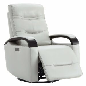 CHITA Genuine Leather Power Swivel Glider Rocker Recliner, FSC Certified Mid Century Modern Recliner Chair for Adults, Adjustable Power Headrest, for Nursery and Living Room, Creamy Grey Creamy Grey Genuine Leather product image
