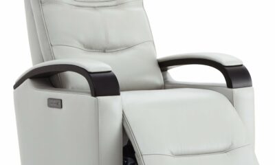 CHITA Genuine Leather Power Swivel Glider Rocker Recliner, FSC Certified Mid Century Modern Recliner Chair for Adults, Adjustable Power Headrest, for Nursery and Living Room, Creamy Grey Creamy Grey Genuine Leather product image