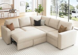 HONBAY Modular Sectional Sleeper Sofa with Pull Out Bed