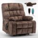 Oversized Power Recliner Chair for Big and Tall 400 LBS, 25.5" Extra Wide Electric Lift Chair with Heat and Massage, Dual Motor 180° Lay Flat Recliner Living Room Sofa, Velvet Big Lift Recliner Velvet, Brown product image