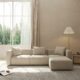 Acanva Luxury Modular Sectional Living Room Sofa Set, Modern Minimalist Style Couch with Ottoman and Chaise, L-Shape, Linen-Like Cream L-Shape Linen-like Cream product image