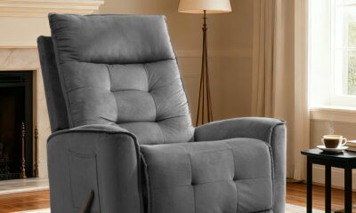 Swivel Rocker Recliner Chair, Rocking Chair, Small Swivel Recliner for Small Spaces, Living Room, RV(Dark Grey) product image