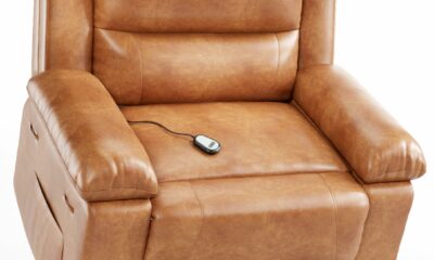 GarveeHome Power Lift Recliner Chair - Heat and Massage, Faux PU Electric Lift Recliner for Elderly & Mobility Impaired, Adjustable Back and Legs, Heavy Duty Lift Chair for Seniors Cognac Regular/ Standard product image