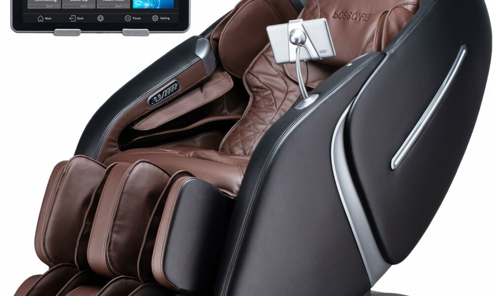 2026 4D Massage Chair Full Body Zero Gravity Shiatsu Messager Chair-SL Track AI APP Body Scanning Heating Back Foot Recliner-Massaging Chairs for Office Home Brown product image