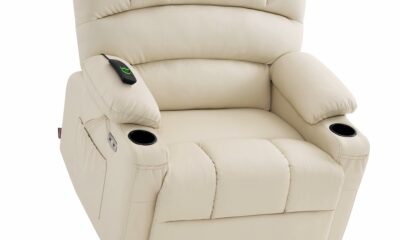 MCombo Power Lift Recliner Chair for Elderly, Lift Chair with Heat and Massage, Extra Wide Lift Recliner for Big People, Faux Leather R7096 (Medium-Wide, Cream White) Medium-Wide Cream White product image