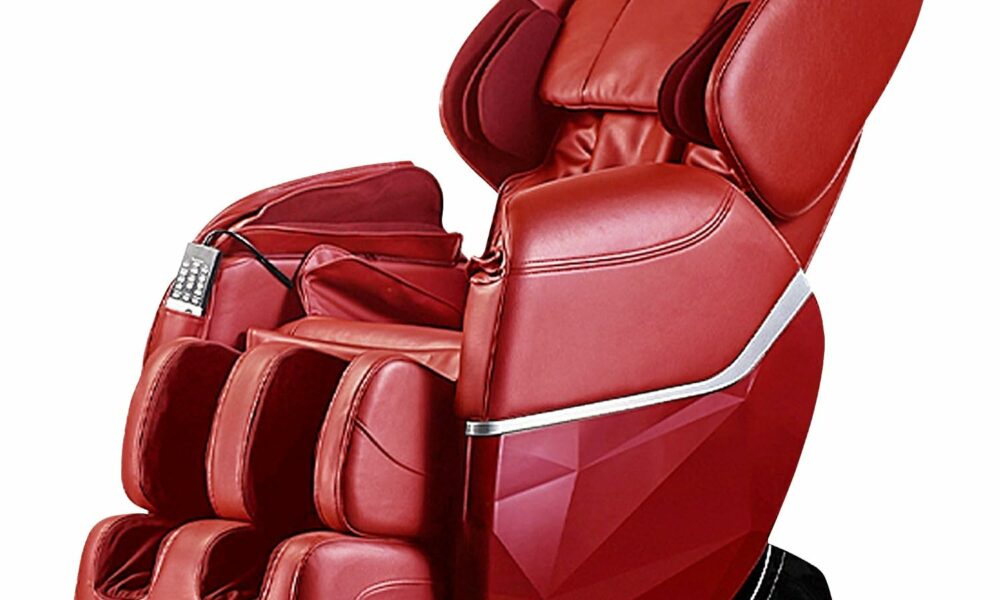PayLessHere Zero Gravity Full Body Electric Shiatsu UL Approved Massage Chair Recliner with Built-in Heat Therapy and Foot Roller Air Massage System Stretch Vibrating for Home Office, Burgundy product image