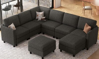 Belffin 107.1" 8 Seats U Shaped Couch Modular Sectional Sofa Seat Couch with Storage Comfy Washable Sectional Couches for Living Room Sofas Set with Chaise,Dark Grey 8 seats Corner U Sofa Dark Grey product image