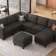 Belffin 107.1" 8 Seats U Shaped Couch Modular Sectional Sofa Seat Couch with Storage Comfy Washable Sectional Couches for Living Room Sofas Set with Chaise,Dark Grey 8 seats Corner U Sofa Dark Grey product image