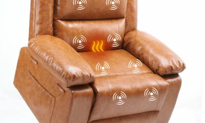 Garvee Electric Lift Recliner Chair - Heat and Massage, PU Leather Power Lift Recliner for Elderly & Mobility Impaired, Adjustable Back and Legs, Heavy Duty Lift Chair for Seniors Cognac Standard product image