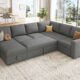 HONBAY Sectional Sleeper Sofa with Pull Out Bed, U Shaped Couch with Storage, Modular Sectional Couches for Living Room, Dark Grey Dark Grey Sleeper Sofa-5 product image