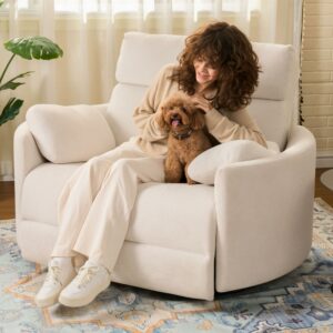 FLEXISPOT Mochi Oversized 54" Power Recliner Chair for Big and Tall Adults, Chenille Fabric Electric Recliner with USB & Type-C Ports, Wide Single Sofa with Pillows for Living Room & Bedroom, Beige product image