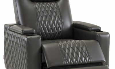 MCombo Zero Gravity Oversized Power Recliner Chair for Adults with Power Headrest & LED Light, Faux Leather Recliner Chair for Living Room & Home Theater, USB Port, Armrest Storage HTS401 Dark Grey Faux Leather product image