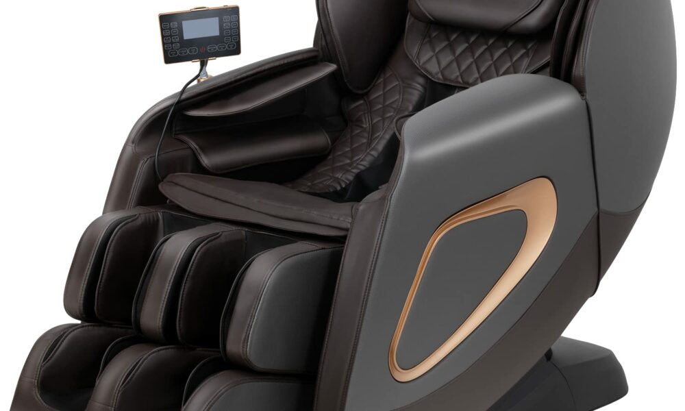 Massage Chair,Full Body Zero Gravity SL Track Massage Chair Recliner Chair with Smart Large Screen Bluetooth Speaker Built-in Heat Therapy Foot Roller Air Massage System for Home Office,Grey product image