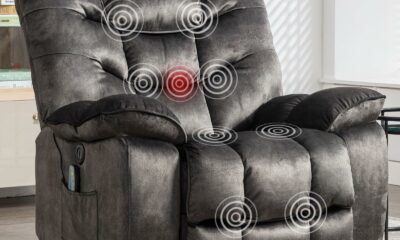 Oversized Power Recliner Chair with Massage and Heat, 41" Wide Electric Reclining Chairs with USB Port, Breathable Fabric Overstuffed Reclining Sofa for Living Room Bedroom 1 Grey product image