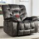 Oversized Power Recliner Chair with Massage and Heat, 41" Wide Electric Reclining Chairs with USB Port, Breathable Fabric Overstuffed Reclining Sofa for Living Room Bedroom 1 Grey product image
