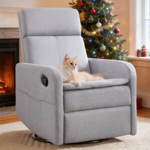 Rocking Recliner Chair for Adults,360°Swivel Glider Rocker Reclining Chair with High Back for Nursery Living Room Bedroom,Nursing Reclining Single Sofa Chairs (Light Grey) product image