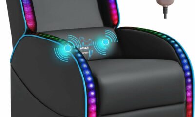 Homall LED Gaming Massage Recliner Chair Racing Style Single Living Room Sofa Comfortable Ergonomic Home Theater Seating (Blue) Blue+led Light Blue+LED Light product image
