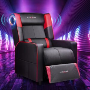 GTRACING Gaming Recliner Chair with Bluetooth Speakers Racing Style Single Gaming Sofa Modern Living Room Recliners Ergonomic Comfortable Massage Home Theater Seating, Red 01 With Speaker and Massage 【red】 01 With Speaker and Massage product image