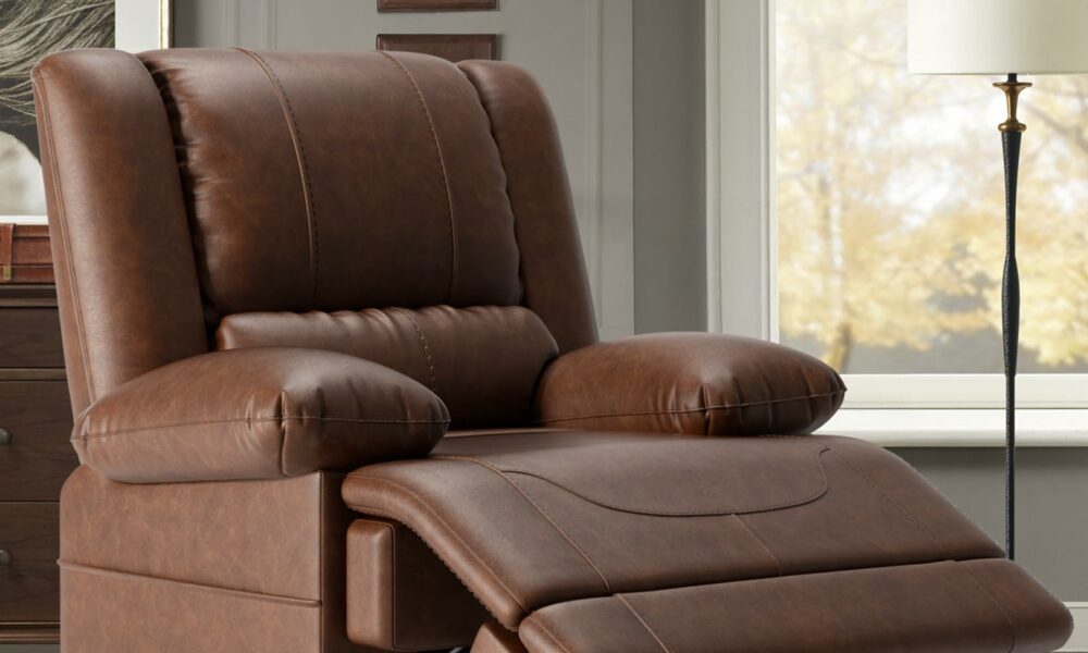 Large Dual Motor Power Lift Recliner Chair with Massage and Heat for Elderly People, Infinite Position,USB Ports and Remote Control,Breathable Leather (Red Brown) product image