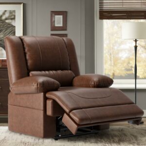 Large Dual Motor Power Lift Recliner Chair with Massage and Heat for Elderly People, Infinite Position,USB Ports and Remote Control,Breathable Leather (Red Brown) product image