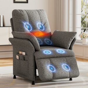 Power Recliner Chair for Adults with Heated & Massage, Adjustable Electric Reclining Chair Sofa, Lazy Boy Single Sofa with Side Pockets for Home Theater Seating, Linen, Light Grey Light Grey Linen product image