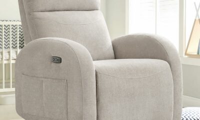 Nursery Glider Recliner, Power Swivel Rocking Recliner with USB & Type-C Port, Swivel Nursering Reclining Rocker with Double Pockets for Living Room, Camel Chenille Chenille Camel Power product image