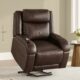 Watson & Whitely Genuine Leather Power Lift Recliner Chair for Elderly with Heat and Massage, Electric Lay Flat Lift Chairs with Power Headrest & Visual Remote Control, Dual Motor, Dark Brown product image