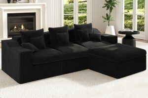 HABUTWAY 101" Modular Sectional Sofa with Ottoman