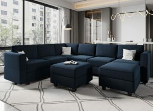 Belffin Modular Velvet Sectional Sofa with Storage U-Shaped