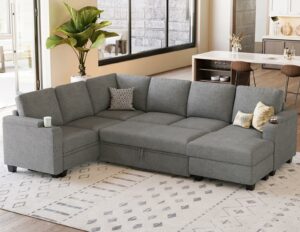 Belffin Modular Sleeper Sectional U-Shaped Sofa with Storage Chaise