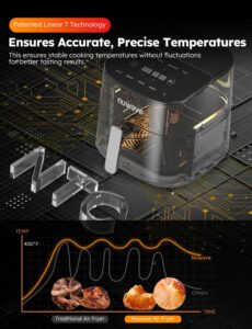 Nuwave Brio Plus 8 Qt Air Fryer, PFAS Free, New & Improved, Digital Touch Screen, Cool White Display, 50°F~400°F in Precise 5°, 5 Cook Functions, 100 Presets & 50 Memory, 3 Wattages 700, 1500, 1800 Cool Gray