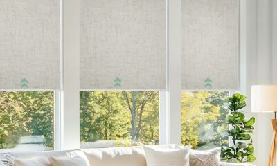 Yoolax Motorized Blinds with Remote, Blackout Smart Blinds for Windows Motorized Roller Shades, Automatic Window Shades Work with Alexa Custom Size (Blackout-Linen Beige) Blackout Linen Beige 105"W x 117"H product image