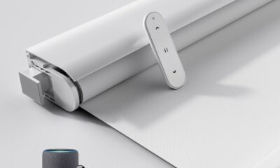 Grandekor No-Drill No Tools Motorized Blinds with Remote | 34x36 White Electric Blackout Smart Roller Shade/APP/Voice Control-for Home Office, Living Room Blackout-white 34"W x 36"H product image