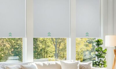 Yoolax Motorized Blinds with Remote, Blackout Smart Blinds for Windows Motorized Waterproof Roller Shades, Automatic Window Shades Work with Alexa Custom Size (Blackout-Vinyl White) Blackout Vinyl White Customize product image