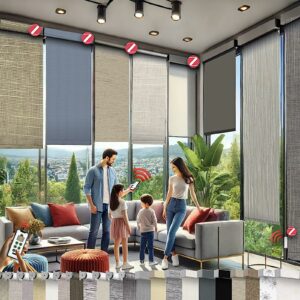 HILADUO Custom Motorized Blackout Roller Shades 20-105in