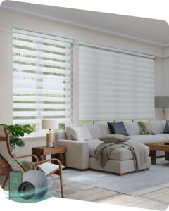 Yoolax Motorized Zebra Blinds Works with Alexa, Motorized Blinds with Remote Custom Size, Privacy Electric Zebra Shades for Windows (80% Shading White) 80% Shading - White 109"W x 118"H product image