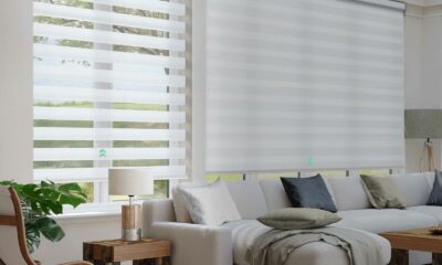 Yoolax Motorized Zebra Blinds Works with Alexa, Motorized Blinds with Remote Custom Size, Privacy Electric Zebra Shades for Windows (80% Shading White) 80% Shading - White 109"W x 118"H product image