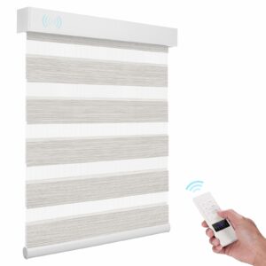 ACMEART Motorized Zebra Shades with Remote,Dual Layer Automatic Window Blinds,Blackout Electric Blinds for Home Office Custom Size (Classical Light Beige) Classical Light Beige-95% Shading product image