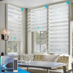 DENFOON Motorized Zebra Blinds Solar Powered Dual Layer Automatic Shades product image