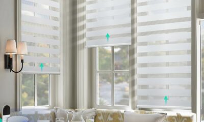 DENFOON Motorized Zebra Blinds Solar Powered Dual Layer Automatic Shades product image