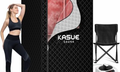 KASUE Portable Infrared Sauna, Steam Sauna with XL Steamer, 5-Layer Waterproof & Heat Insulation for Relaxation, Detoxification, Muscle Pain Relief Indoor & Outdoor(Obsidian Black) 1 Person product image