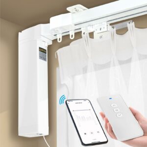 Smart Electric Curtains Track, Ceiling Curtains Track Adjustable Retractable Motorized Curtain Rod From 70 to 129 Inches, Automatic Curtain Opener, Work with Alexa/Google Home/Tuya Voice Control 70''-129'' product image