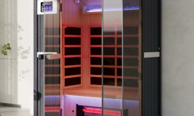 OnxyEdge 2-Person Full Spectrum Infrared Sauna, Himalayan Salt Rocks Plus 12 * 12" Red Light Therapy & 2 Built-in Speakers, 2000W - 120V Indoor Hemlock Dry Sauna with Dual LED Controls for Home & Gym Red Light Plus product image