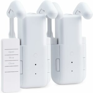 Automatic Curtain Opener 2 Pack: Smart Electric Curtains Closer Robot with Remote Control｜No Drill Quiet Motor｜Compatible for Roman Rods, T & U Tracks｜Long-Lasting Battery for Bedroom & Home Double Snow White product image